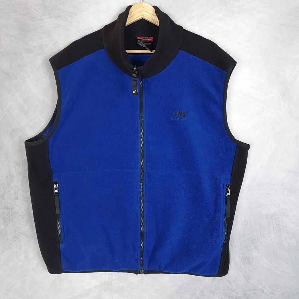 Helly Hansen Fleece Vest Mens XL Blue Black Full Zip Outdoor Hiking Warm